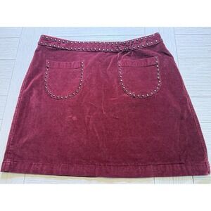 Mossimo Maroon Faux Suede (cotton, spandex) Studded Mini Skirt Zip Close 14 Boho
